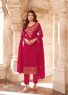 Aashirwad Creation Saarya Heavy Faux Georgette Designer Salwar Suit Pink Color DN 8599