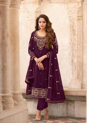 Aashirwad Creation Saarya Heavy Faux Georgette Designer Salwar Suit Wine Color DN 8601