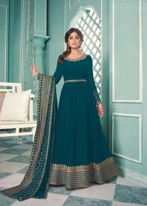 Aashirwad Creation Samaira Heavy Faux Georgette Embroidered Sequence Work Anarkali Suit Rama Color DN 8338