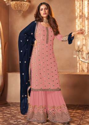 Aashirwad Creation Sayuri Inara Georgette With Sequence Work Palazzo Suit Pink Color DN 131 D