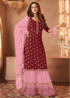 Aashirwad Creation Sayuri Inara Embroidery With Sequence Work Palazzo Suit Red Color DN 131 E