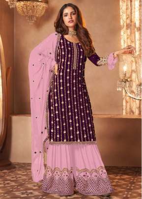 Aashirwad Creation Sayuri Inara Designer Sequence Work Palazzo Suit Wine Color DN 131 G