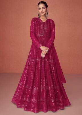 Aashirwad Creation Season Blooming Georgette Anarkali Salwar Kameez Red Color DN 9457