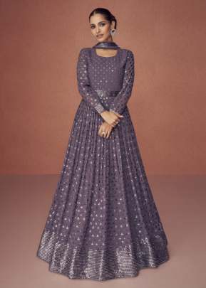 Aashirwad Creation Season Gold Heavy Faux Georgette Anarkali Suit Lavender Color DN 9363