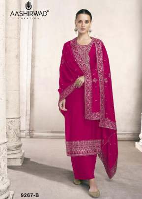 Aashirwad Creation Siya Heavy Dola Silk With Embroidery Work Designer Suit Dark Pink Color DN 9267