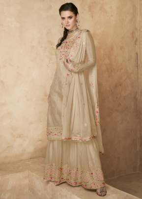 Aashirwad Gramo Heavy Faux Georgette Palazzo Suit Chiku Color DN 127