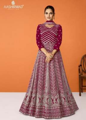 Aashirwad Gulkand Imara Heavy Faux Georgette With Embroidery Work Anarkali Salwar Kameez Dark Pink Color DN 9321