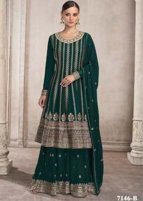 Aashirwad Gulkayra Designer Foram Heavy Faux Georgette Sharara Suit Rama Color DN 7146 