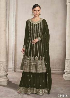 Aashirwad Gulkayra Designer Foram Heavy Faux Georgette Sharara Suit Mehendi Color DN 7146 