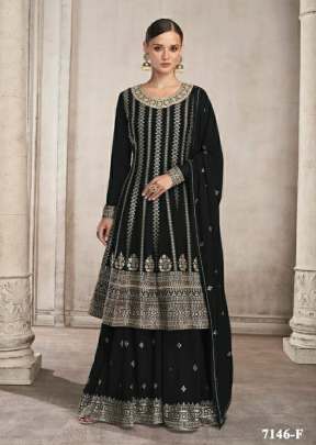 Aashirwad Gulkayra Designer Foram Heavy Faux Georgette Sharara Suit Black Color DN 7146 