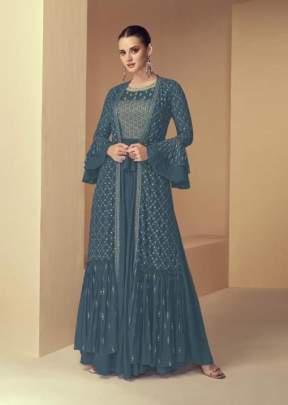 Aashirwad Gulkayra Forever Heavy Faux Georgette Designer Suit Grey Color DN 7152