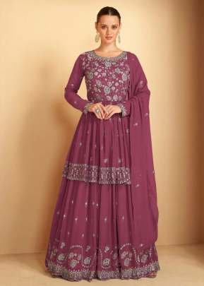 Aashirwad Gulkayra Imlie Heavy Faux Georgette With Embroidery Sequences Work Palazzo Suit Reddish Purple Color DN 7182