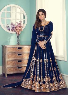 Aashirwad Gulnar Fancy Faux Georgette With Embroidered Anarkali Suit Blue Color DN 8543