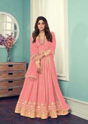 Aashirwad Gulnar Fancy Faux Georgette With Embroidered Anarkali Suit Gajri Color DN 8545