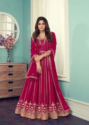 Aashirwad Gulnar Fancy Faux Georgette With Embroidered Anarkali Suit Dark Pink Color DN 8545