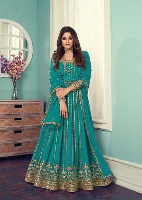 Aashirwad Gulnar Fancy Faux Georgette With Embroidered Anarkali Suit Batli Color DN 8545