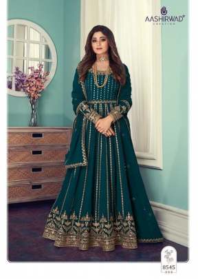 Aashirwad Gulnar Faux Georgette With Embroidery Work Anarkali Gown Rama Color DN 8545