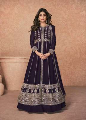 Aashirwad Jannat Heavy Real Georgette With Fancy Embroidered Anarkali Suits Wine Color DN 9234