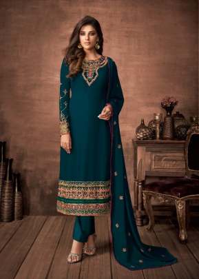 Aashirwad Nazakat Foux Georgette Designer Churidar Suit Rama Color DN 7147