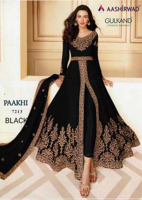 Aashirwad Pakhi Gulkand Designer Anarkali Gown Black Color DN 7213