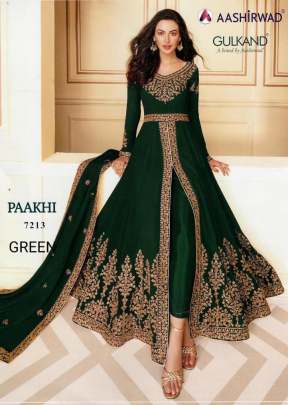 Aashirwad Pakhi Gulkand Designer Anarkali Gown Green Color DN 7213