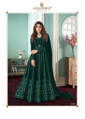 Aashirwad Rose Foux Georgette With Embroidery Work Anarkali Gown Green Color DN 8520