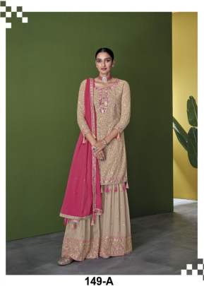 Aashirwad Sayuri Falaq Heavy Faux Georgette With Embroidery Palazzo Suit Cream Color DN 149