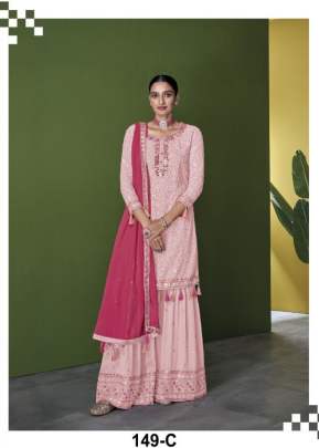 Aashirwad Sayuri Falaq Heavy Faux Georgette With Embroidery Palazzo Suit Pink Color DN 149