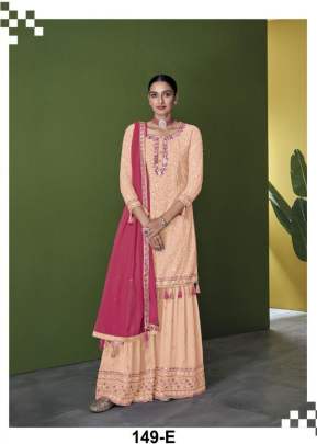 Aashirwad Sayuri Falaq Heavy Faux Georgette With Embroidery Palazzo Suit Peach Color DN 149