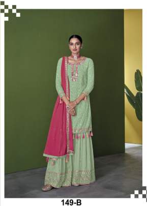 Aashirwad Sayuri Falaq Heavy Faux Georgette With Embroidery Palazzo Suit Pista Color DN 149