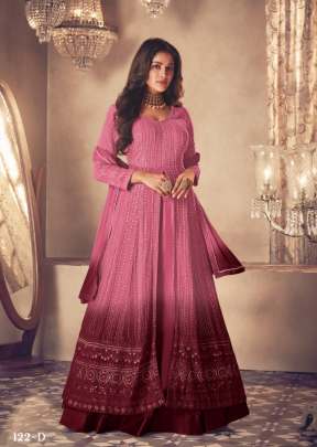 Aashirwad Sayuri Heavy Faux Georgette Embroidery With Sequence Work Anarkali Suit Dark Pink Color DN 122