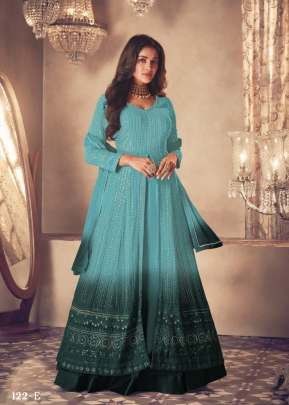 Aashirwad Sayuri Heavy Faux Georgette Embroidery With Sequence Work Anarkali Suit Sky Color DN 122