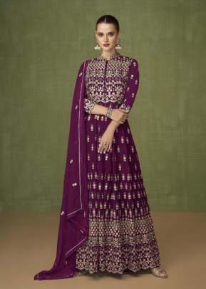 Aashirwad Sayuri Heer Heavy Faux Georgette With Embroidery Sequence Work Anarkali Suit Wine Color DN 5196