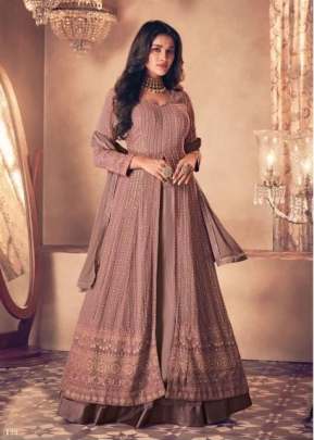 Aashirwad Sayuri Noor Georgette Wirh Embroidered Anarkali Gown Dark Cream Color DN 122