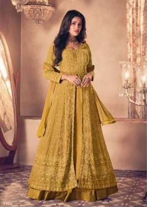 Aashirwad Sayuri Noor Gold Heavy Faux Georgette Anarkali Gown Yellow Color DN 122 C