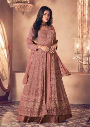 Aashirwad Sayuri Noor Gold Heavy Faux Georgette Anarkali Gown Peach Color DN 122 D