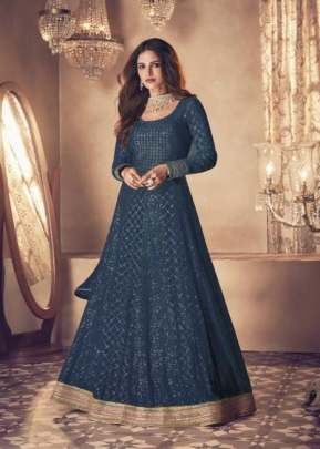 Aashirwad Sayuri Noor Heavy Bluming Georgette Anarkali Gown Rama Color DN 121