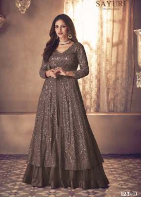 Aashirwad Sayuri Noor Heavy Faux Georgette Anarkali Gown Brown Color DN 123