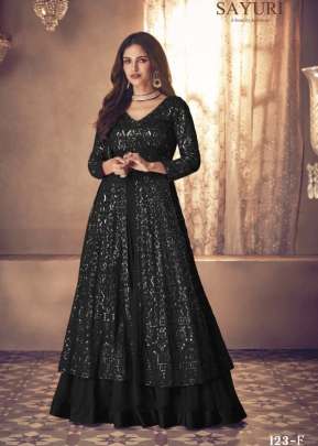 Aashirwad Sayuri Noor Heavy Faux Georgette Anarkali Gown Black Color DN 123