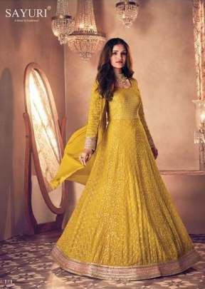 Aashirwad Sayuri Noor Real Georgette Designer Gown Yellow Color DN 121