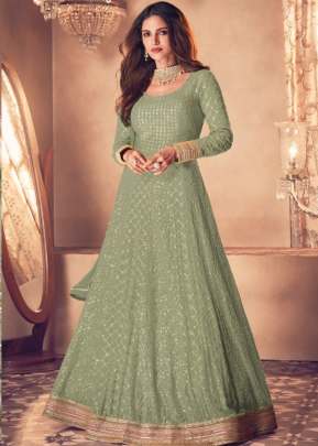 Aashirwad Sayuri Noor Real Georgette Fancy Gown Pista Color DN 121