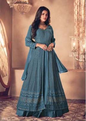 Aashirwad Sayuri Noor Real Georgette Anarkali Gown Sky Blue Color DN 122