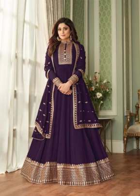 Aashirwad Vihana Foux Georgette Embroidered Anarkali Gown Wine Color DN 8627