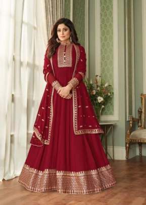 Aashirwad Vihana Foux Georgette Designer Anarkali Gown Red Color DN 8629