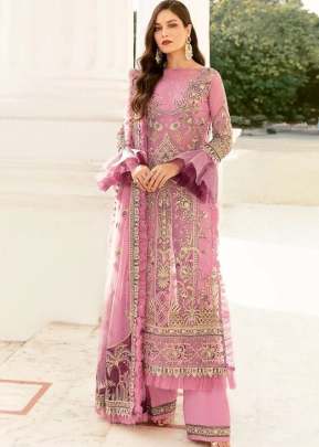 Al Karam Heavy Butterfly Net With Embroidery Sequence Work Pink Color DN 1533