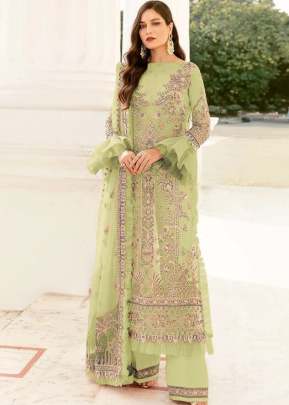 Al Karam Heavy Butterfly Net With Embroidery Sequence Work Pista Color DN 1533