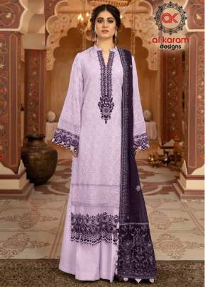 Al Karam Heavy Georgette With Embroidery Work Pakistani Light Wine Color Suit DN 115