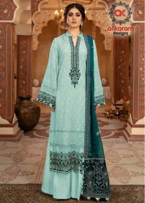 Al Karam Heavy Georgette With Embroidery Work Pakistani Full Moon Grey Color Suit DN 115