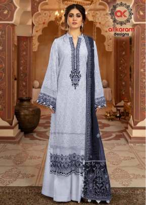 Al Karam Heavy Georgette With Embroidery Work Pakistani Purple Color Suit DN 115