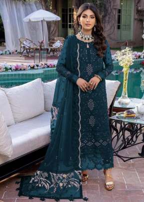 Al Karam Heavy Georgette With Embroidery And Sequence Work Pakistani Suit Teal Color DN 548